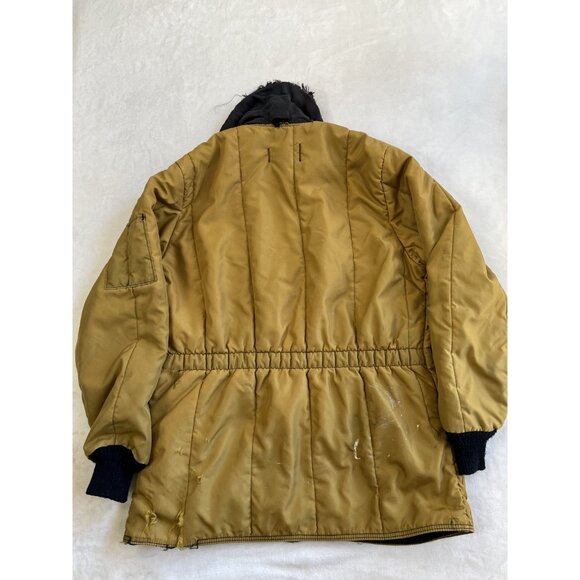 Vintage RefrigiWear Jacket Size L Yellow Parka Coat Fleece Collar Work USA - Picture 11 of 16